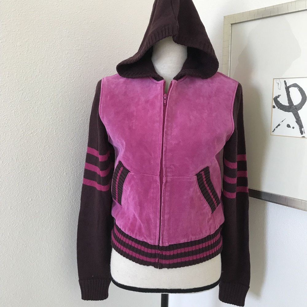 🌸🌸WILSONS Pink Leather Varsity Jacket size M